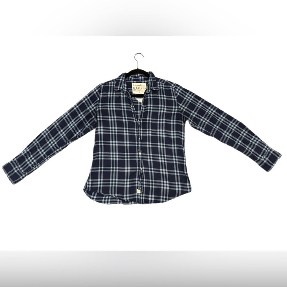 Frank & Eileen Barry Plaid Button-Up Shirt Blue Size M Woven in Italy
